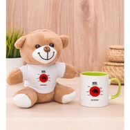 Hediye Dükkanı Kişiye Özel Boğa Burcuna Hediye Yeşil Kupa Bardak ve Peluş Ayıcık
