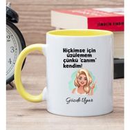 Hediye Dükkanı Kişiye Özel Canım Kendim Baskılı Sarı Kupa Bardak