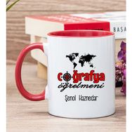 Hediye Dükkanı Kişiye Özel Coğrafya Öğretmeni Kırmızı Kupa