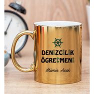 Hediye Dükkanı Kişiye Özel Denizcilik Öğretmeni Gold Kupa Bardak