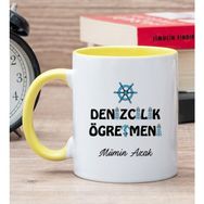 Hediye Dükkanı Kişiye Özel Denizcilik Öğretmeni Sarı Kupa Bardak