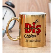 Hediye Dükkanı Kişiye Özel Diş Hekimi Gold Kupa Bardak