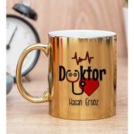 Hediye Dükkanı Kişiye Özel Doktor Baskılı Gold Kupa Bardak