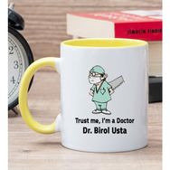 Hediye Dükkanı Kişiye Özel Doktor Esprili Sarı Kupa Bardak