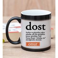 Hediye Dükkanı Kişiye Özel Dost Kelimesi için Anlam Baskılı Sihirli Kupa Bardak