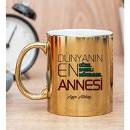 Hediye Dükkanı Kişiye Özel Dünyanın En İyi Annesi Baskılı Gold Kupa Bardak