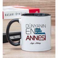 Hediye Dükkanı Kişiye Özel Dünyanın En İyi Annesi Baskılı Siyah Kupa Bardak