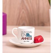 Hediye Dükkanı Kişiye Özel Dünyanın En İyi Annesi Porselen Türk Kahvesi Fincanı