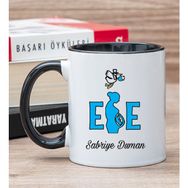 Hediye Dükkanı Kişiye Özel Ebe Baskılı Siyah Kupa Bardak