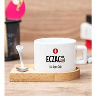Hediye Dükkanı Kişiye Özel Eczacı Ahşap Altlıklı Fincan