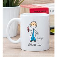 Hediye Dükkanı Kişiye Özel Erkek Diş Hekimi Karikatürü Beyaz Kupa Bardak