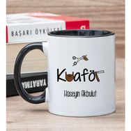Hediye Dükkanı Kişiye Özel Erkek Kuaförü Siyah Kupa Bardak