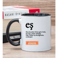 Hediye Dükkanı Kişiye Özel Eş Kelimesi için Anlam Baskılı Siyah Kupa Bardak
