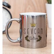Hediye Dükkanı Kişiye Özel Evimizin Sultanı Baskılı Silver Kupa Bardak