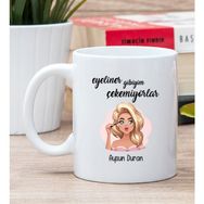 Hediye Dükkanı Kişiye Özel Eyeliner Gibiyim Çekemiyorlar Baskılı Beyaz Kupa Bardak