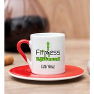 Hediye Dükkanı Kişiye Özel Fitness Eğitmeni Kırmızı Türk Kahvesi Fincanı