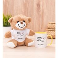 Hediye Dükkanı Kişiye Özel Garibanın Yüzü Gülür Mü Esprili Sarı Kupa Bardak ve Peluş Ayıcık