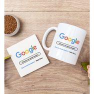 Hediye Dükkanı Kişiye Özel Google Tasarım Esprili Beyaz Kupa Bardak ve Bardak Altlığı