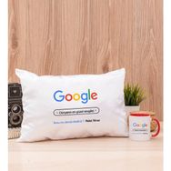 Hediye Dükkanı Kişiye Özel Google Tasarım Esprili Kırmızı Kupa Bardak ve Dikdörtgen Yastık