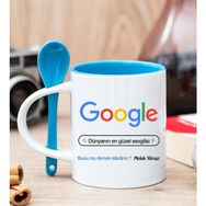 Hediye Dükkanı Kişiye Özel Google Tasarım Esprili Mavi Kupa Bardak