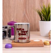 Hediye Dükkanı Kişiye Özel Grafik ve Fotoğraf Öğretmeni Ahşap Altlıklı Mumlu Silver Kupa Bardak