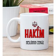 Hediye Dükkanı Kişiye Özel Hakim Beyaz Kupa Bardak