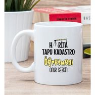 Hediye Dükkanı Kişiye Özel Harita Tapu Kadastro Öğretmeni Beyaz Kupa Bardak