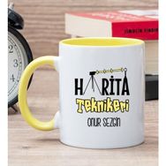 Hediye Dükkanı Kişiye Özel Harita Teknikeri Sarı Kupa Bardak