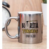 Hediye Dükkanı Kişiye Özel Harita Teknikeri Silver Kupa Bardak