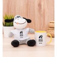 Hediye Dükkanı Kişiye Özel Herkes Delirdi Tasarım Esprili Sarı Kupa Bardak ve Peluş Eşek