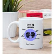 Hediye Dükkanı Kişiye Özel İkizler Burcuna Beyaz Kupa Bardak