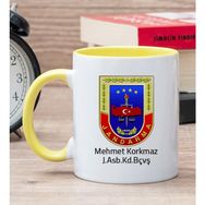 Hediye Dükkanı Kişiye Özel Jandarma Baskılı Logolu Sarı Kupa Bardak