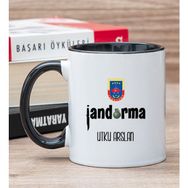 Hediye Dükkanı Kişiye Özel Jandarma Baskılı Siyah Kupa Bardak