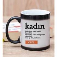 Hediye Dükkanı Kişiye Özel Kadın Kelimesi için Anlam Baskılı Sihirli Kupa Bardak
