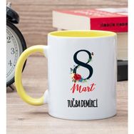 Hediye Dükkanı Kişiye Özel Kadınlar Gününe Özel Sarı Kupa Bardak