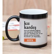Hediye Dükkanı Kişiye Özel Kız Kardeş Kelimesi için Anlam Baskılı Sihirli Kupa Bardak