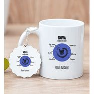 Hediye Dükkanı Kişiye Özel Kova Burcuna Hediye Beyaz Kupa Bardak ve Anahtarlık