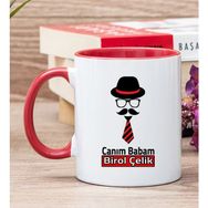 Hediye Dükkanı Kişiye Özel Kravat Tasarım Babaya Hediye Kırmızı Kupa