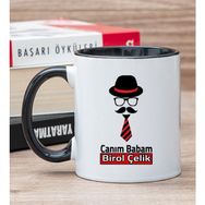 Hediye Dükkanı Kişiye Özel Kravat Tasarım Babaya Hediye Siyah Kupa Bardak