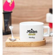 Hediye Dükkanı Kişiye Özel Maden Mühendisi Ahşap Altlıklı Fincan