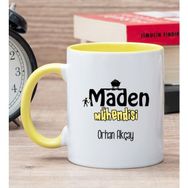 Hediye Dükkanı Kişiye Özel Maden Mühendisi Sarı Kupa Bardak