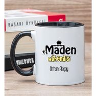 Hediye Dükkanı Kişiye Özel Maden Mühendisi Siyah Kupa Bardak