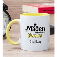 Hediye Dükkanı Kişiye Özel Maden Teknolojisi Öğretmeni Sarı Kupa Bardak
