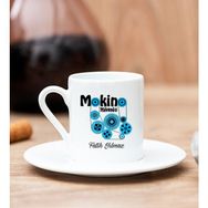 Hediye Dükkanı Kişiye Özel Makine Mühendisi Beyaz Türk Kahvesi Fincanı