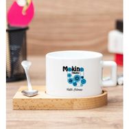Hediye Dükkanı Kişiye Özel Makine Teknikeri Ahşap Altlıklı Fincan