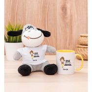 Hediye Dükkanı Kişiye Özel Maske Işi Iyi Oldu Tasarım Esprili Sarı Kupa Bardak ve Peluş Eşek
