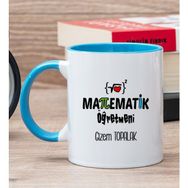 Hediye Dükkanı Kişiye Özel Matematik Öğretmeni Mavi Kupa