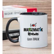 Hediye Dükkanı Kişiye Özel Matematik Öğretmeni Siyah Kupa Bardak