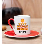 Hediye Dükkanı Kişiye Özel Mayıslar Bizimdir Baskılı Kırmızı Türk Kahvesi Fincanı