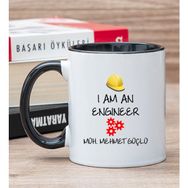 Hediye Dükkanı Kişiye Özel Mühendis Baskılı Siyah Kupa Bardak